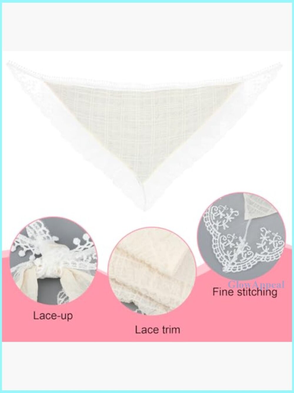 Vintage Lace Triangle Head Scarf, Polyester, 78x32cm, 2-Piece Set - Picture 3 of 7
